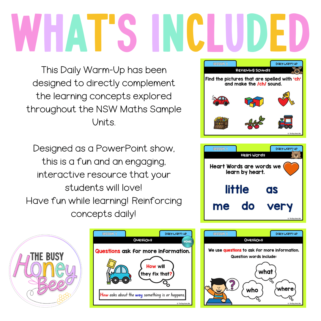 Multi Age K-2 Year B Australian | NSW English Daily Review | Warm-Up Unit 10 - Warm Up | Revision