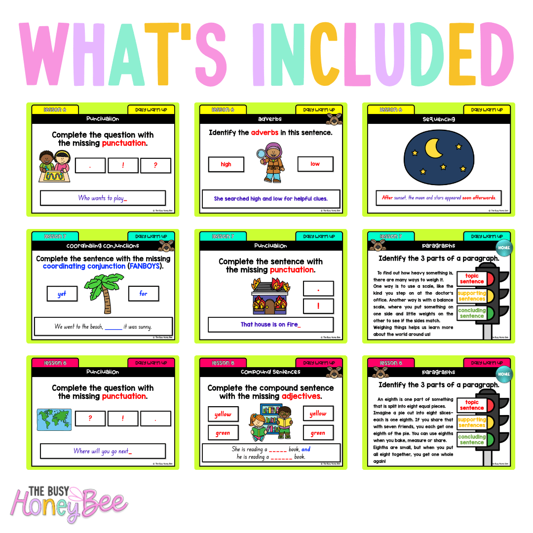 Multi Age K-2 Year B Australian | NSW English Daily Review | Warm-Up Unit 13 - Warm Up | Revision