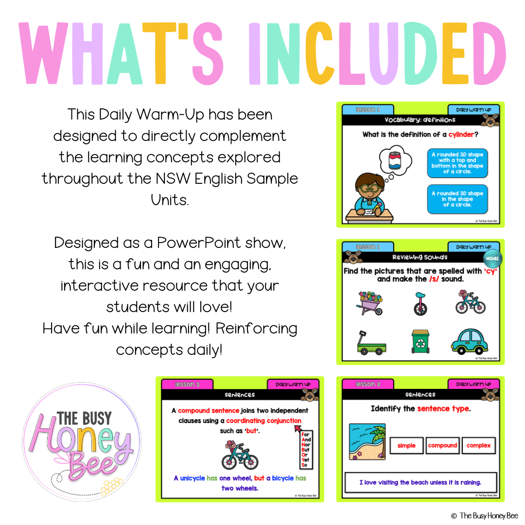 Multi Age K-2 Year B Australian | NSW English Daily Review | Warm-Up Unit 18 - Warm Up | Revision