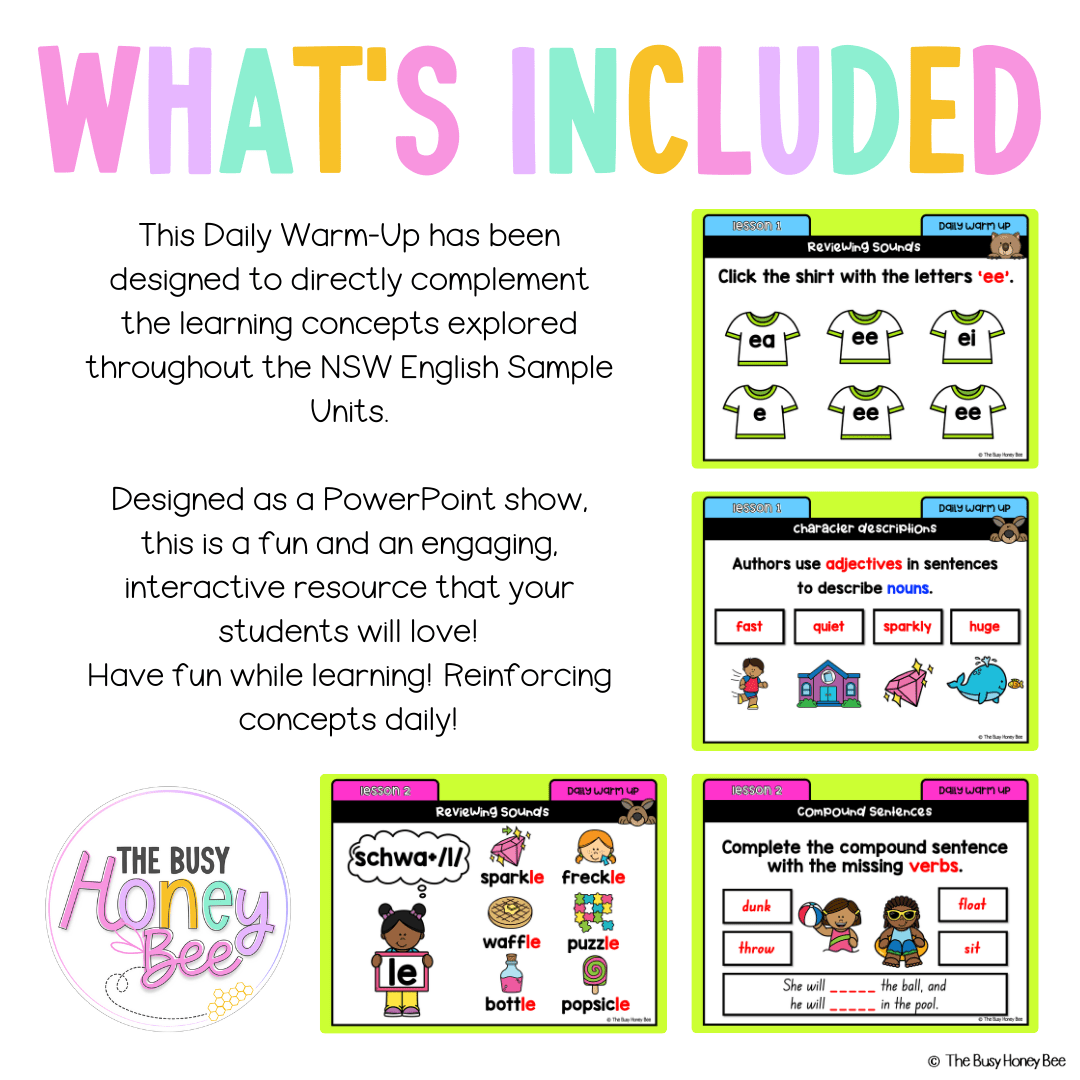 Multi Age K-2 Year B Australian | NSW English Daily Review | Warm-Up Unit 19 - Warm Up | Revision