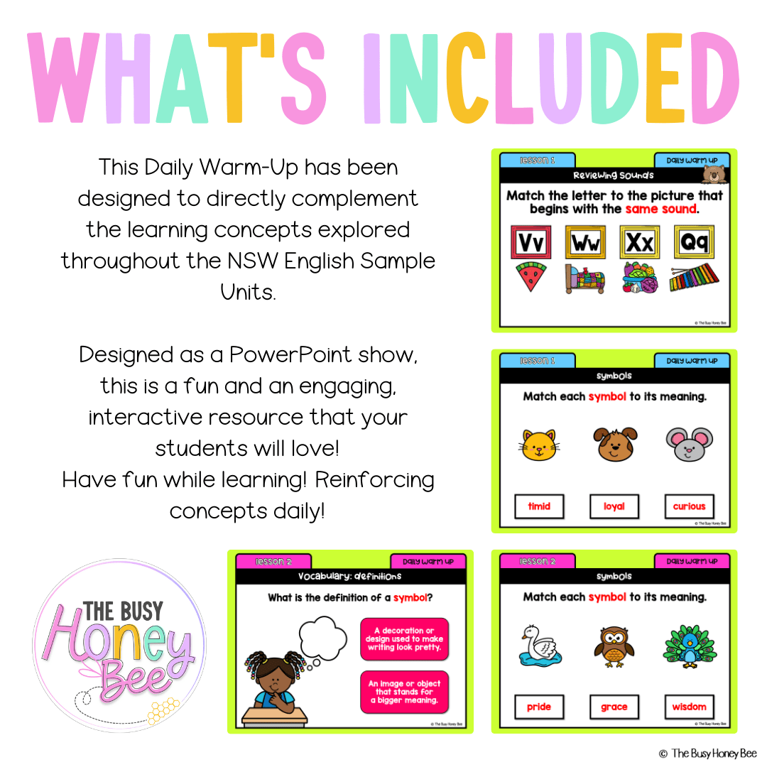 Multi Age K-2 Year B Australian | NSW English Daily Review | Warm-Up Unit 20 - Warm Up | Revision