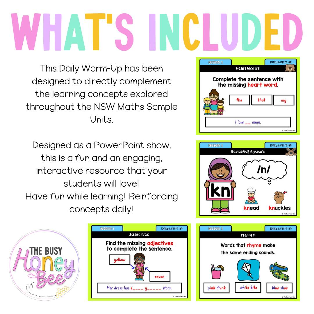 Multi Age K-2 Year B Australian | NSW English Daily Review | Warm-Up Unit 5 - Warm Ups | Revision