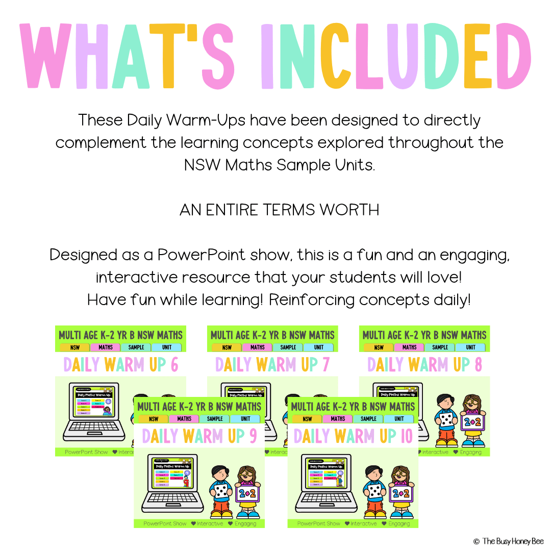 Multi Age K-2 Year B Australian | NSW Maths Daily Review | Warm-Up Term 2 Mega Bundle - Warm Up | Revision