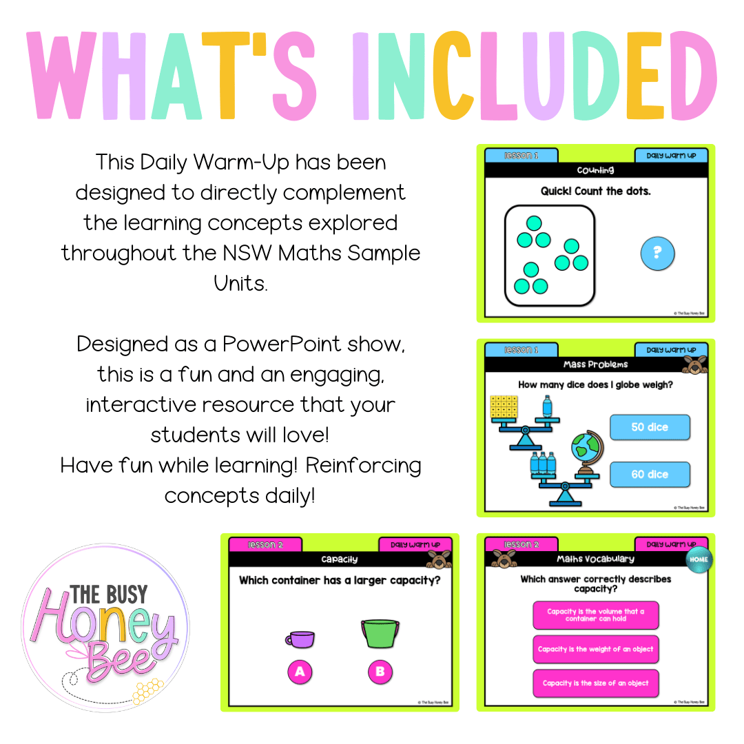 Multi Age K-2 Year B Australian | NSW Maths Daily Review | Warm-Up Unit 17 - Warm Up | Revision