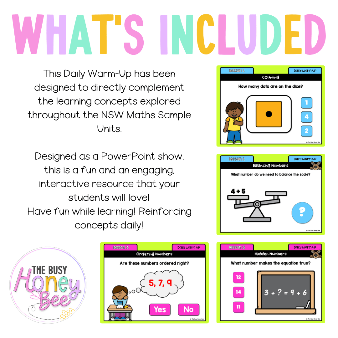 Multi Age K-2 Year B Australian | NSW Maths Daily Review | Warm-Up Unit 6 - Warm Up | Revision