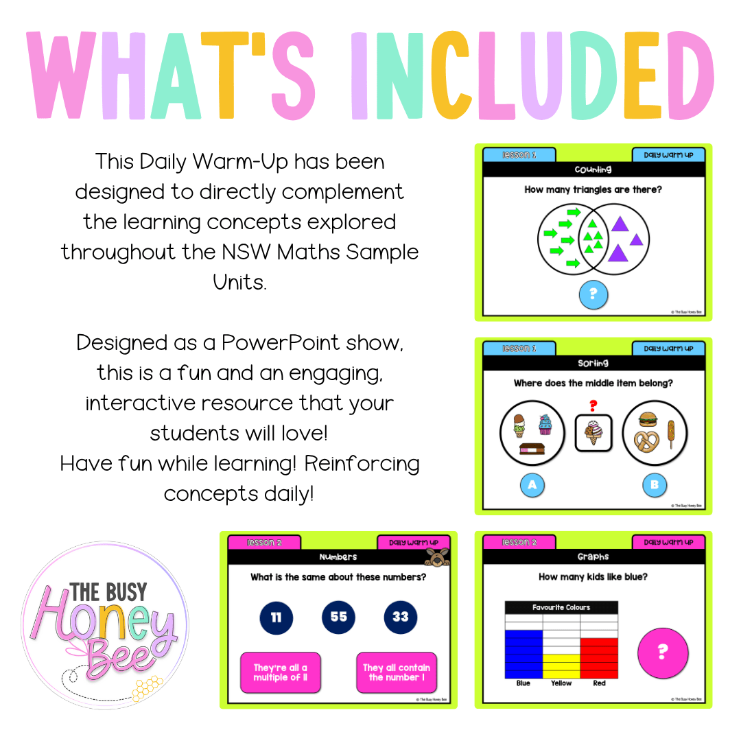 Multi Age K-2 Year B Australian | NSW Maths Daily Review | Warm-Up Unit 7 - Warm Up | Revision