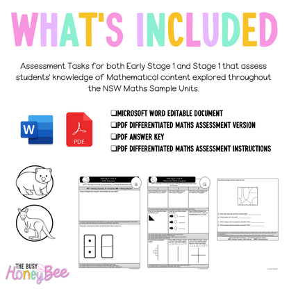 Multi Age K-2 Year B Differentiated NSW Maths Assessment Term 1 Mega Bundle - Assessment