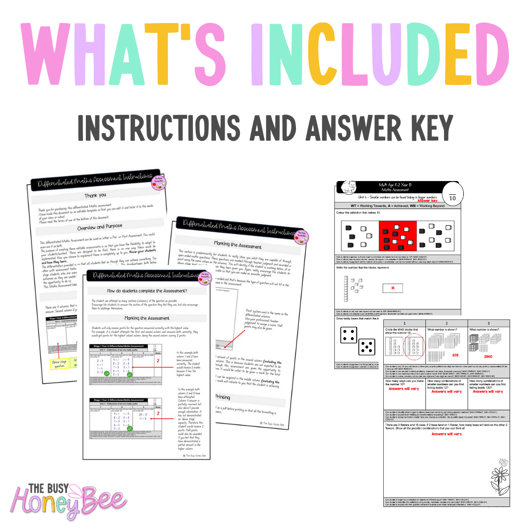 Multi Age K-2 Year B Differentiated NSW Maths Assessment Term 1 Mega Bundle - Assessment