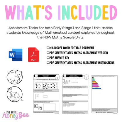 Multi Age K-2 Year B Differentiated NSW Maths Assessment Term 1 Mega Bundle - Assessment