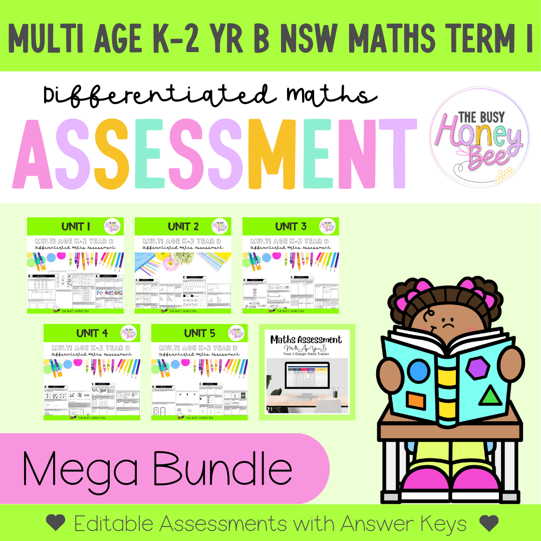 Multi Age K-2 Year B Differentiated NSW Maths Assessment Term 1 Mega Bundle - Assessment