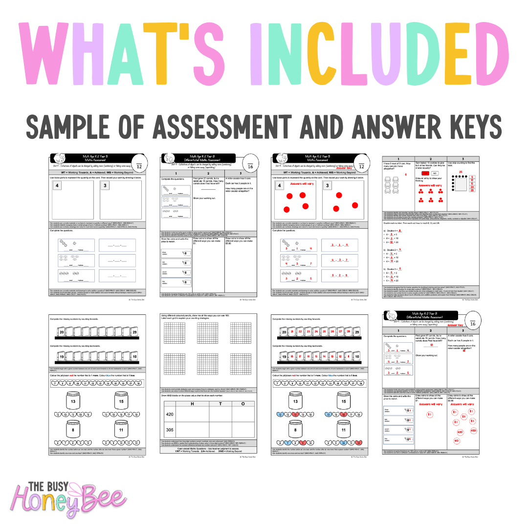 Multi Age K-2 Year B Differentiated NSW Maths Assessment Term 2 Mega Bundle - Assessment