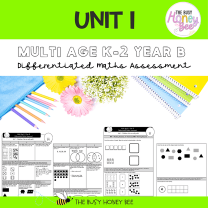 Multi Age K-2 Year B Differentiated NSW Maths Assessment Unit 1 - Assessment