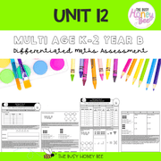 Multi Age K-2 Year B Differentiated NSW Maths Assessment Unit 12 - Assessment