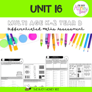 Multi Age K-2 Year B Differentiated NSW Maths Assessment Unit 16 - Assessment