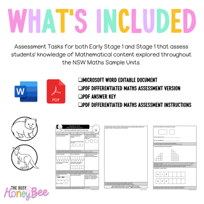 Multi Age K-2 Year B Differentiated NSW Maths Assessment Unit 2 - Assessment