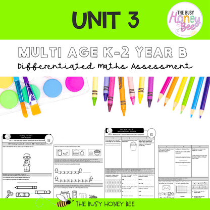 Multi Age K-2 Year B Differentiated NSW Maths Assessment Unit 3 - Assessment