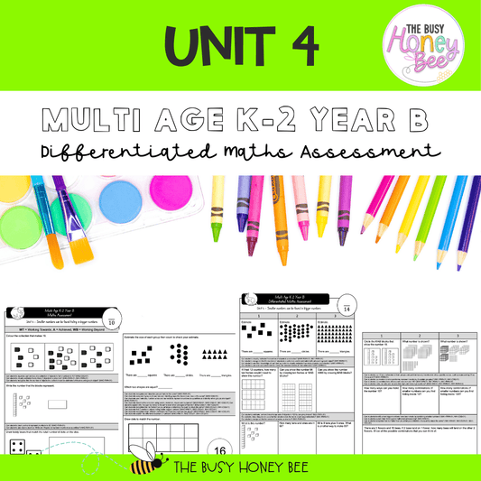 Multi Age K-2 Year B Differentiated NSW Maths Assessment Unit 4 - Assessment