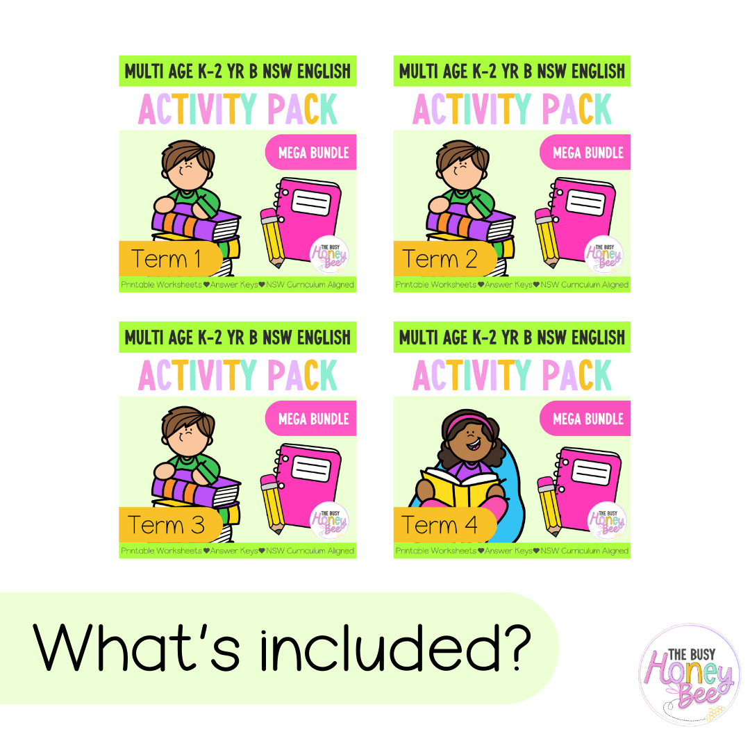 Multi Age K-2 Year B English Activity Pack ULTIMATE Mega Bundle - Activity Pack