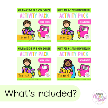 Multi Age K-2 Year B English Activity Pack ULTIMATE Mega Bundle - Activity Pack