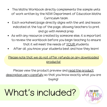 Multi Age K-2 Year B NSW Maths Workbook Term 1 - Pdf
