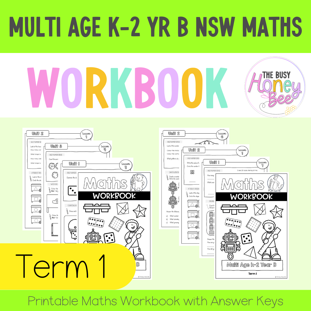 Multi Age K-2 Year B NSW Maths Workbook Term 1 - Pdf