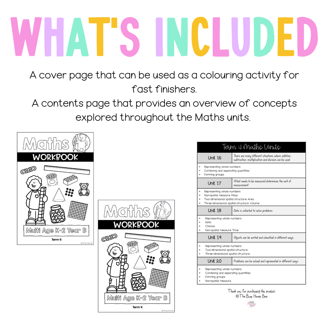 Multi Age K-2 Year B NSW Maths Workbook Term 4 - Workbook | Worksheets