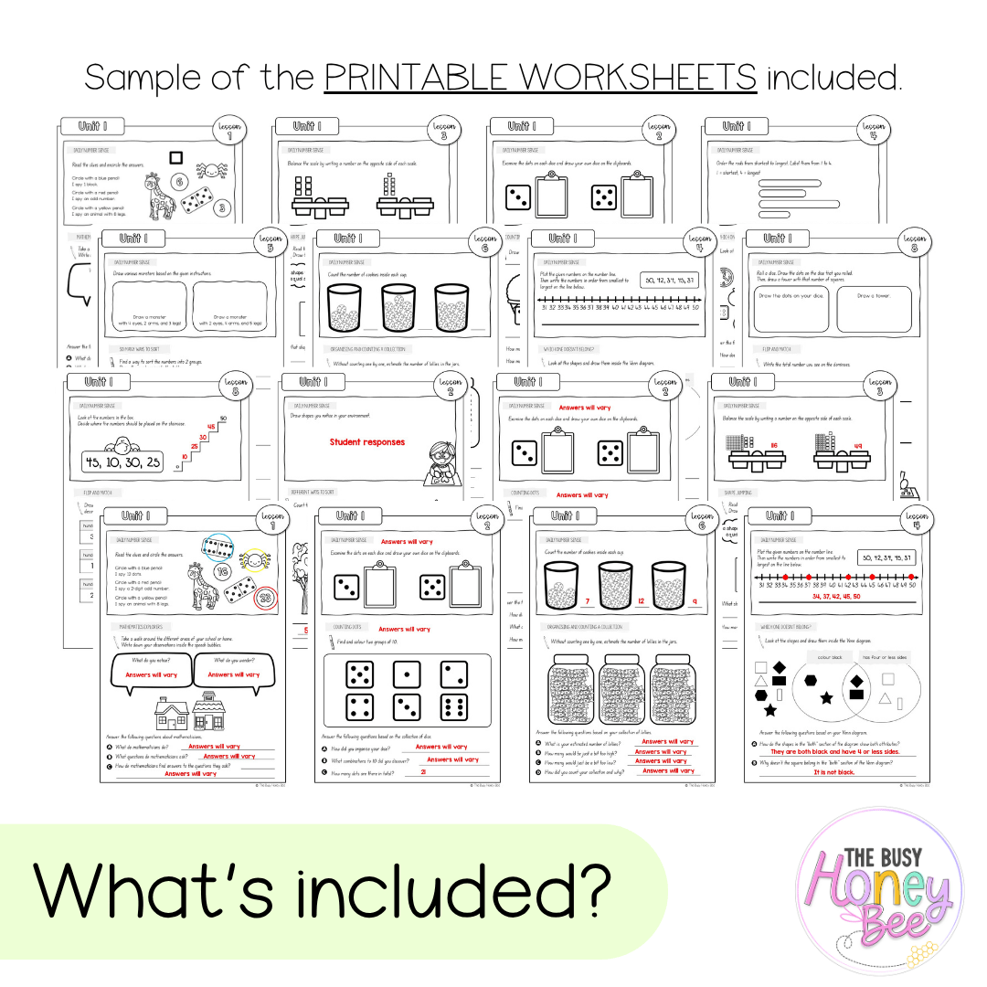 Multi Age K-2 Year B NSW Maths Worksheets Unit 1 - Workbook | Worksheets