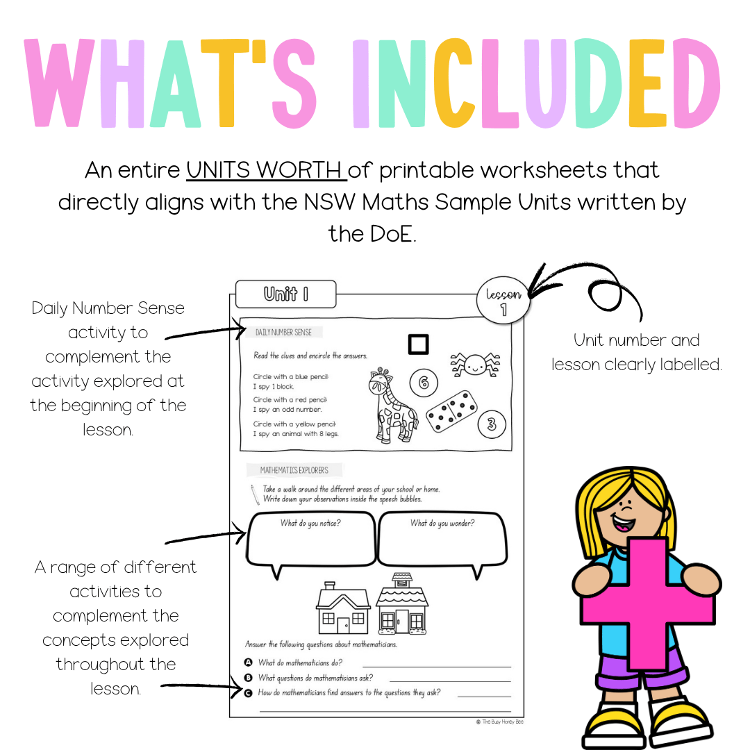 Multi Age K-2 Year B NSW Maths Worksheets Unit 1 - Workbook | Worksheets