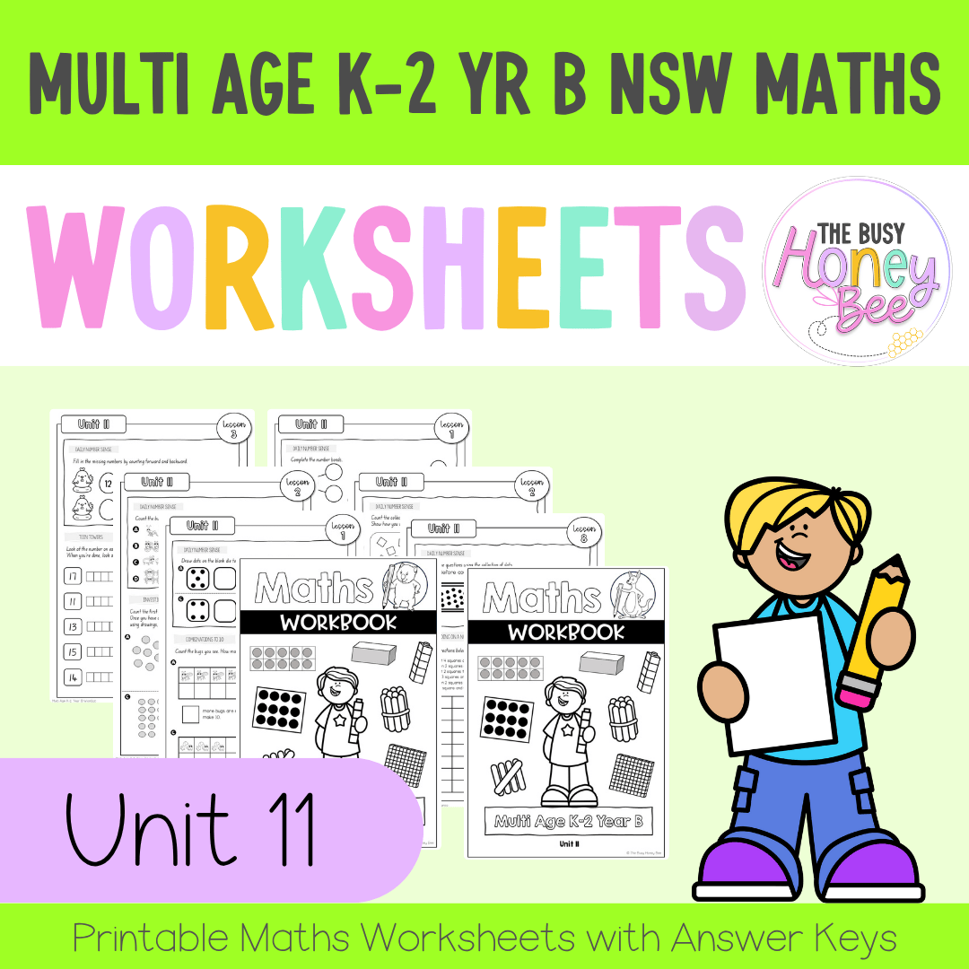Multi Age K-2 Year B NSW Maths Worksheets Unit 11 - Workbook | Worksheets
