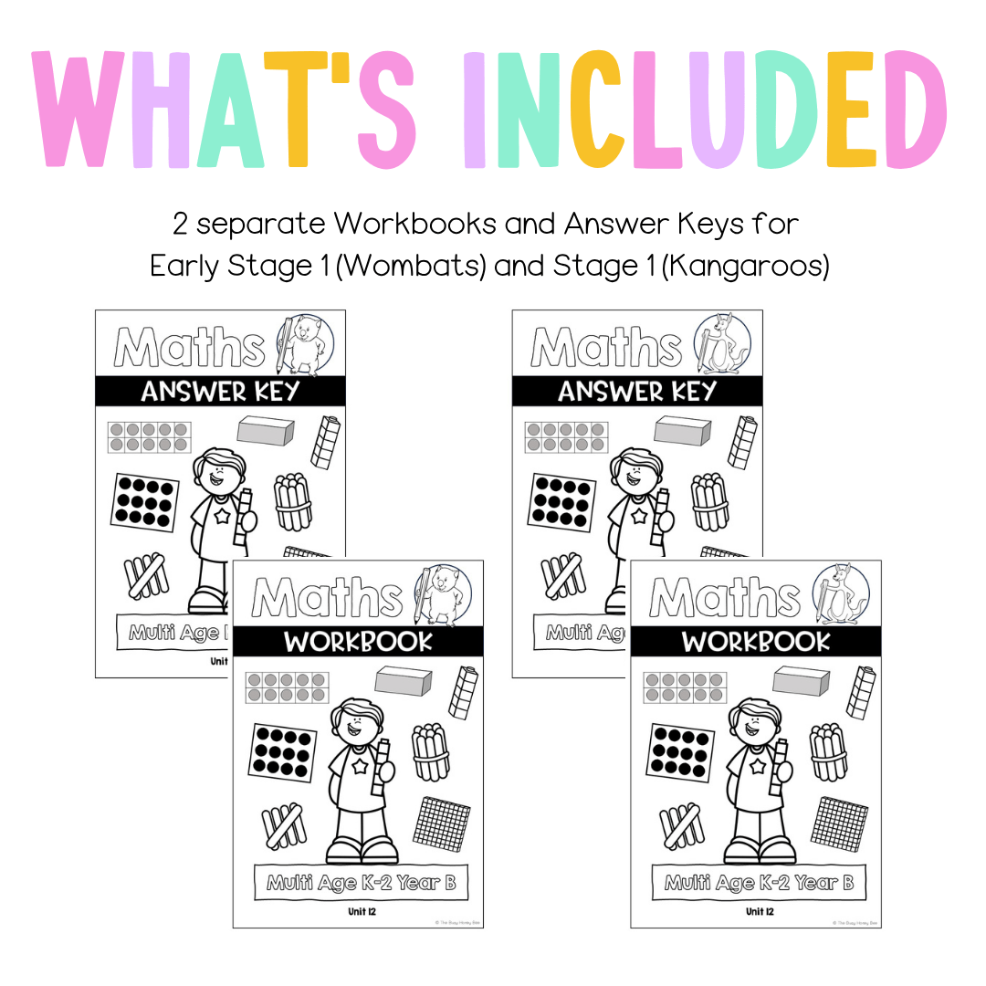 Multi Age K-2 Year B NSW Maths Worksheets Unit 12 - Workbook | Worksheets