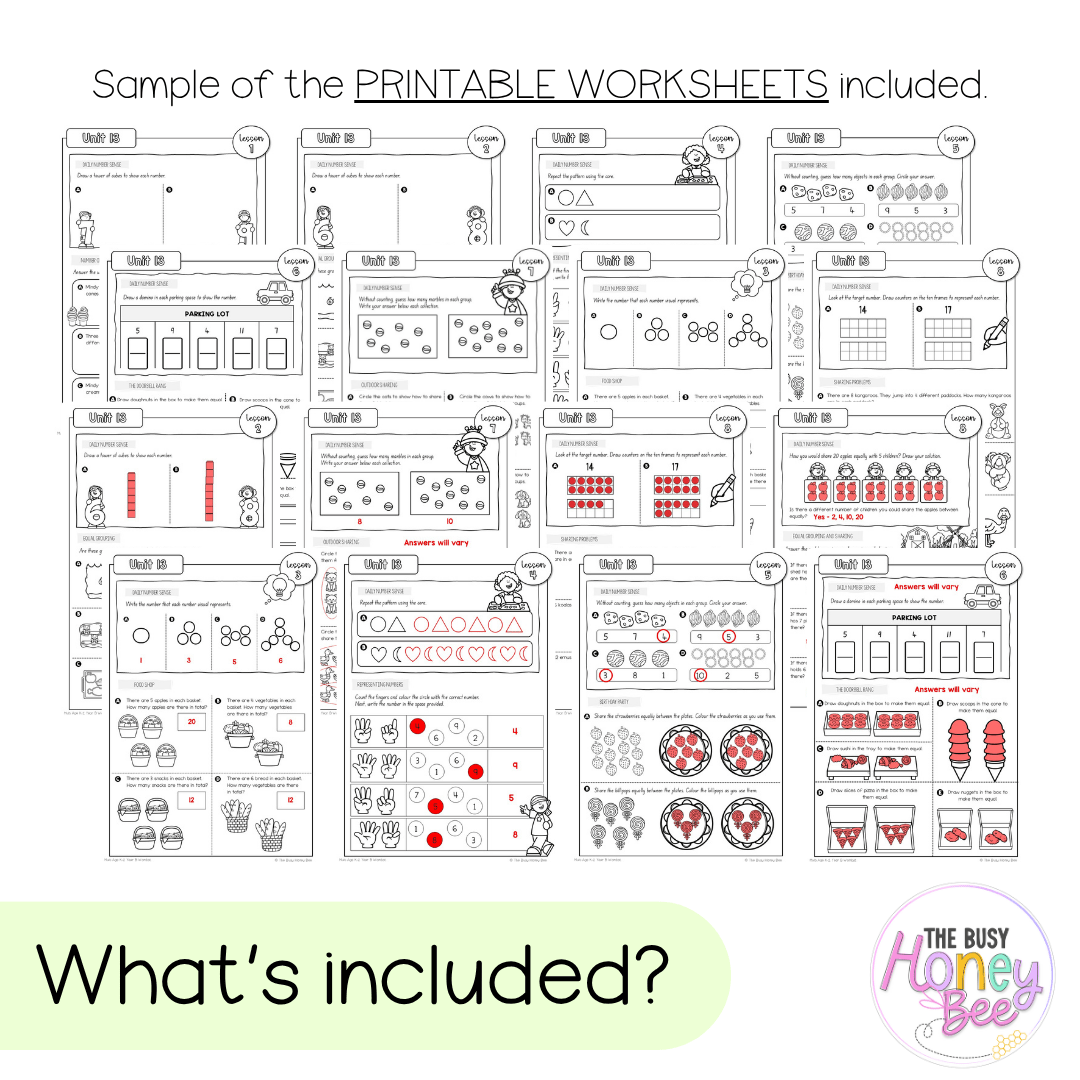 Multi Age K-2 Year B NSW Maths Worksheets Unit 13 - Workbook | Worksheets