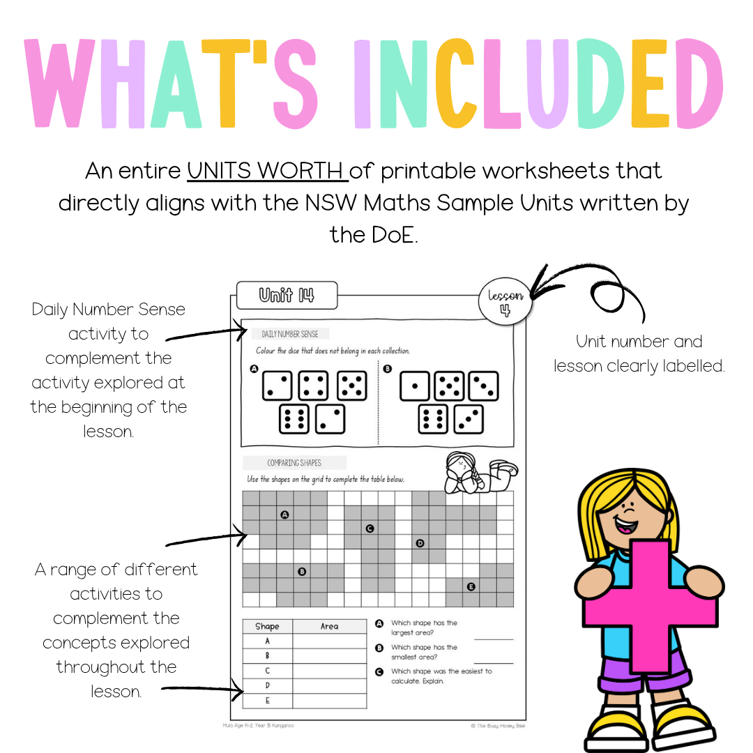 Multi Age K-2 Year B NSW Maths Worksheets Unit 14 - Workbook | Worksheets