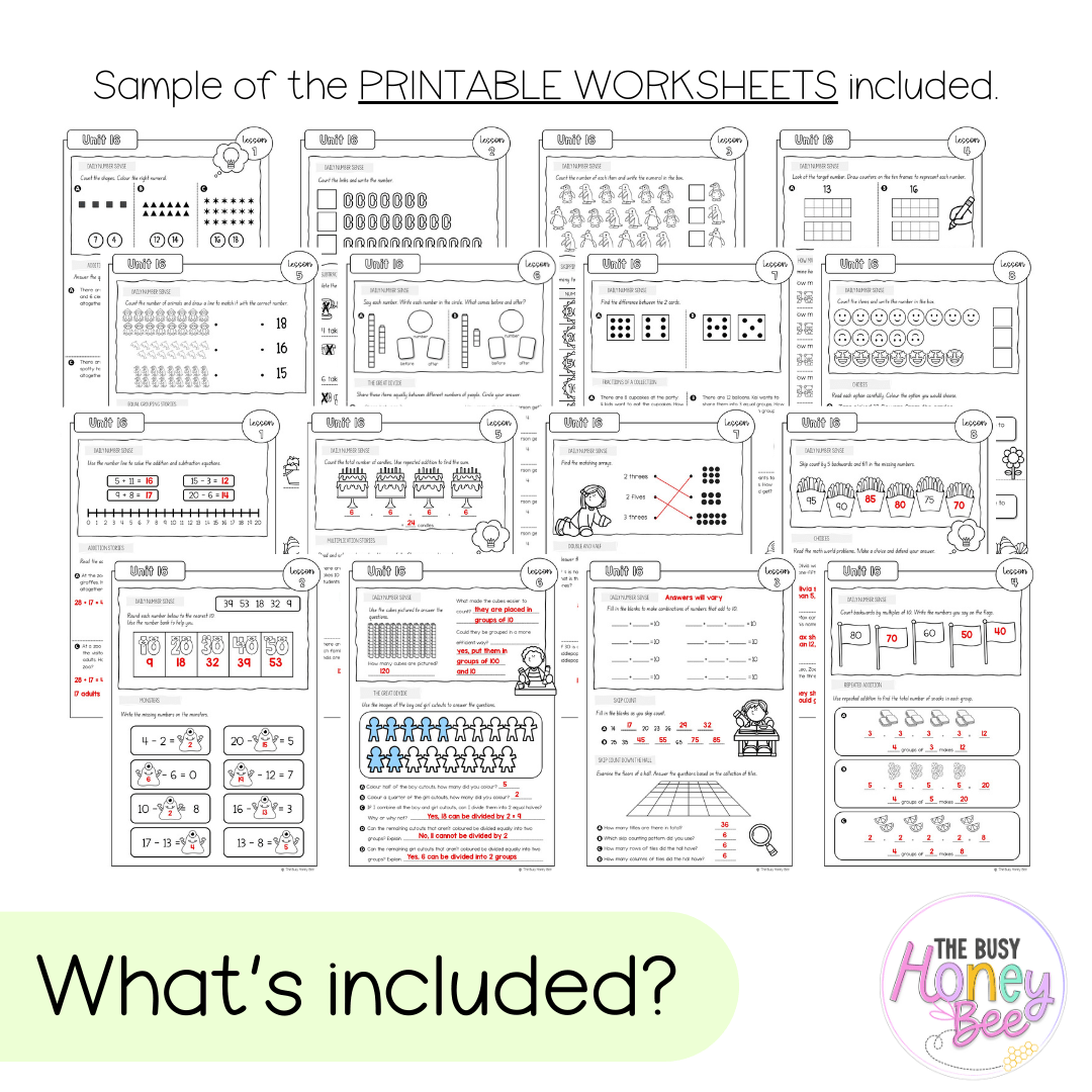 Multi Age K-2 Year B NSW Maths Worksheets Unit 16 - Workbook | Worksheets