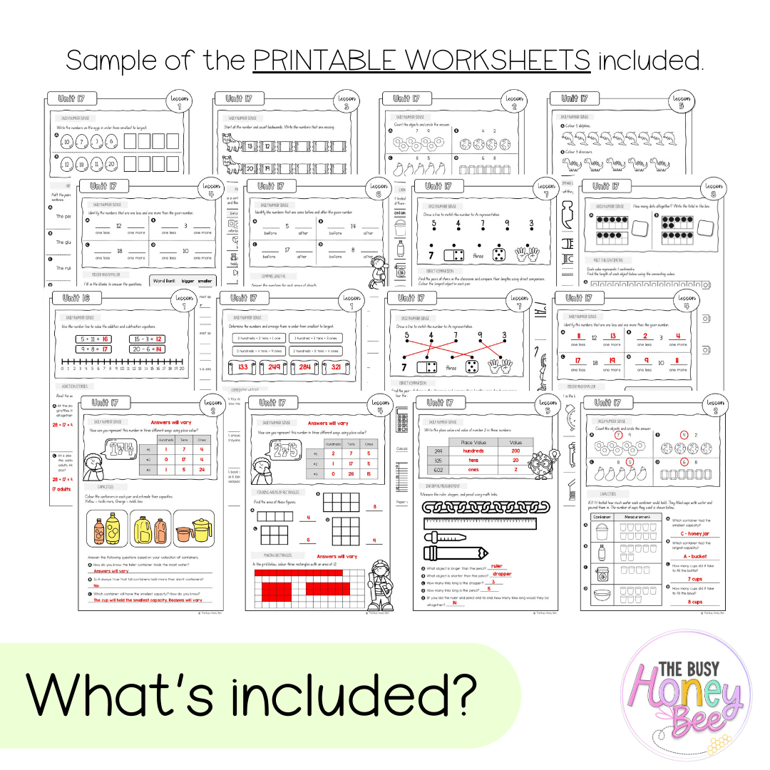 Multi Age K-2 Year B NSW Maths Worksheets Unit 17 - Workbook | Worksheets