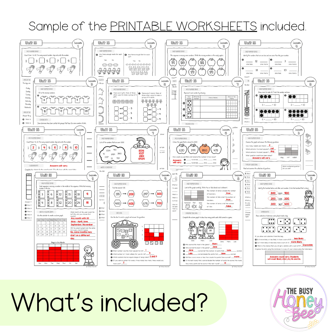 Multi Age K-2 Year B NSW Maths Worksheets Unit 18 - Workbook | Worksheets