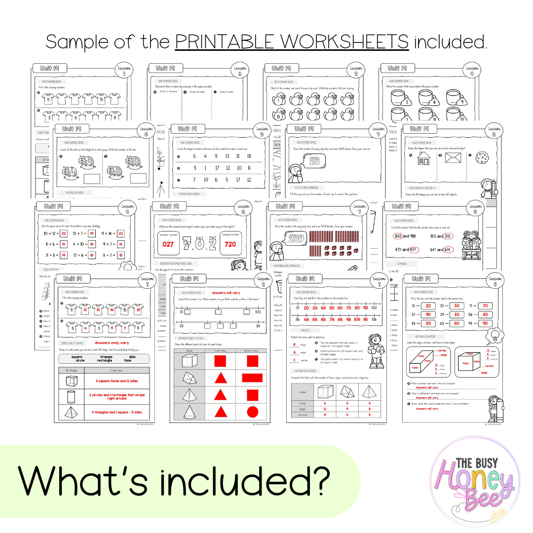 Multi Age K-2 Year B NSW Maths Worksheets Unit 19 - Workbook | Worksheets
