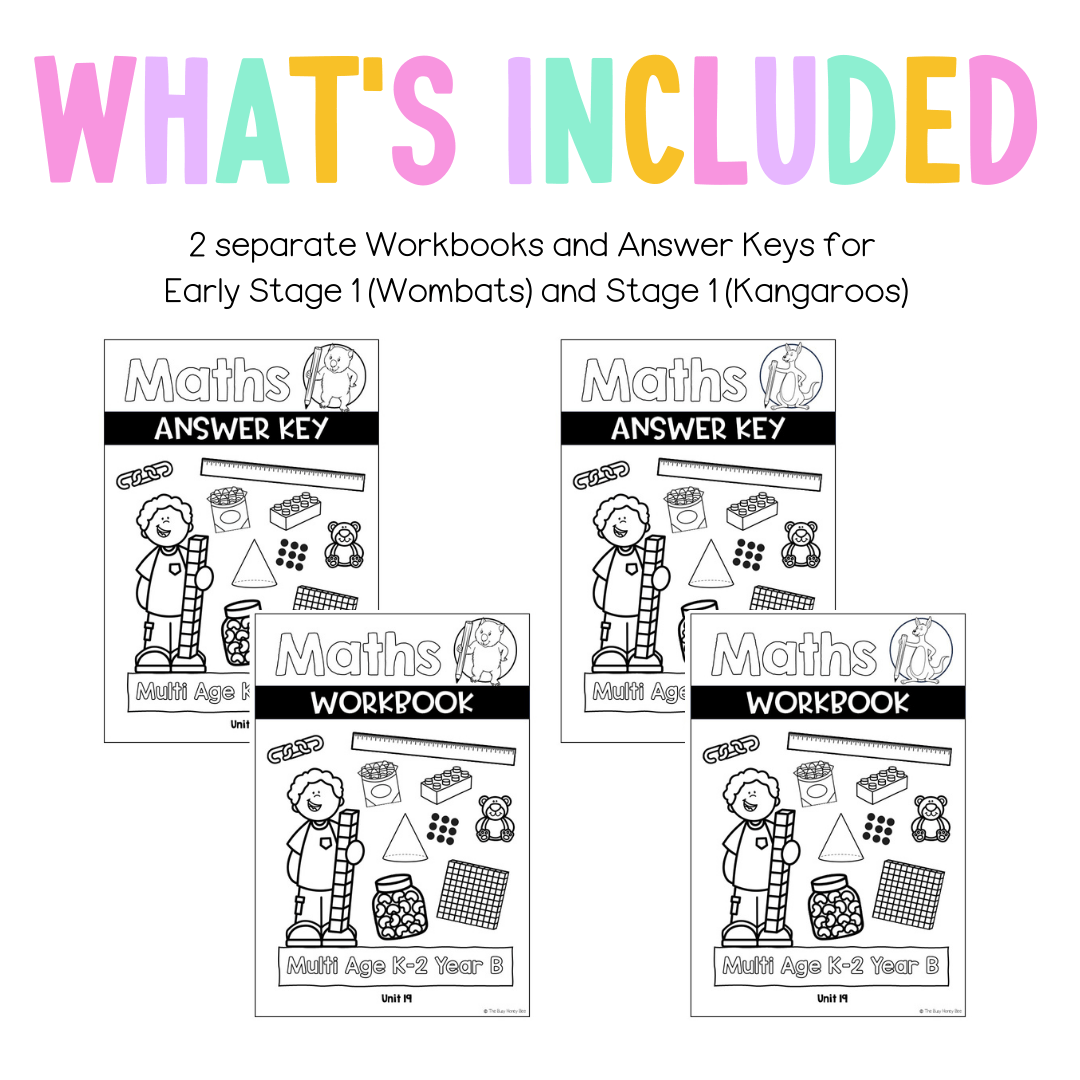 Multi Age K-2 Year B NSW Maths Worksheets Unit 19 - Workbook | Worksheets