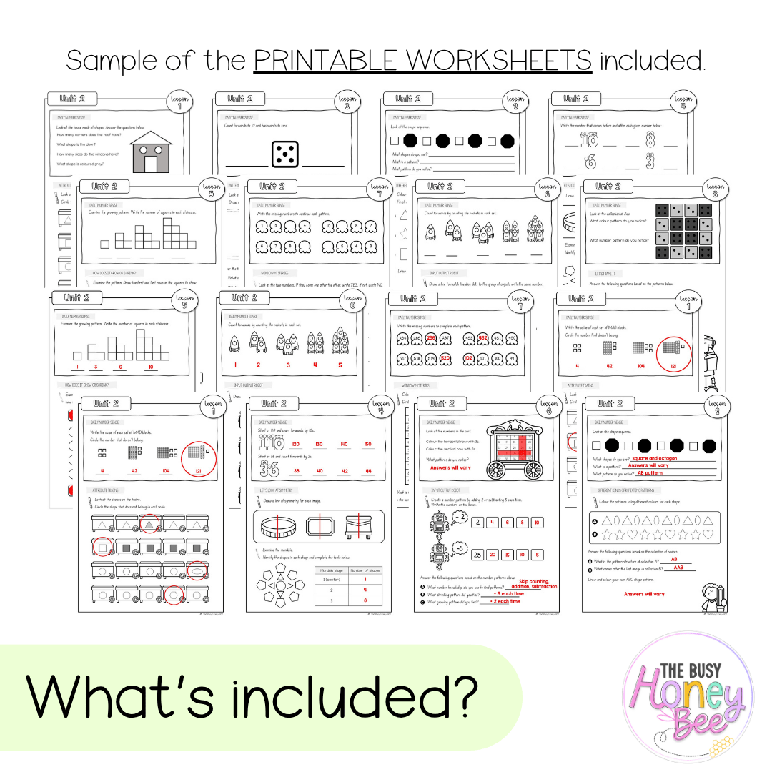 Multi Age K-2 Year B NSW Maths Worksheets Unit 2 - Workbook | Worksheets