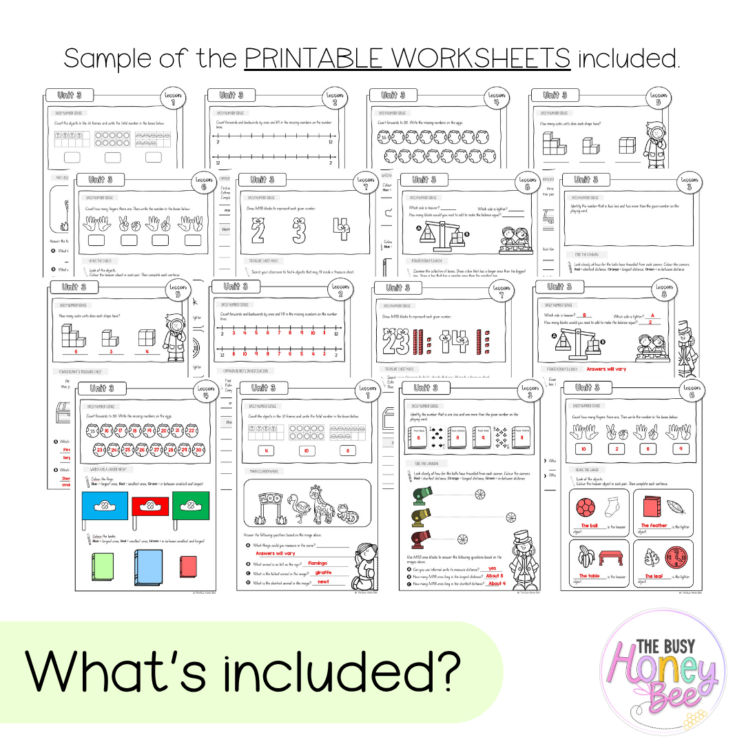 Multi Age K-2 Year B NSW Maths Worksheets Unit 3 - Workbook | Worksheets