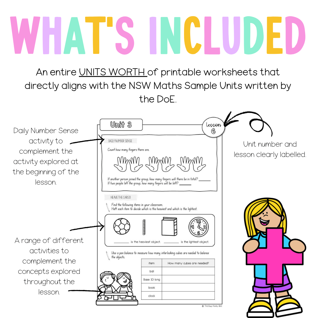 Multi Age K-2 Year B NSW Maths Worksheets Unit 3 - Workbook | Worksheets