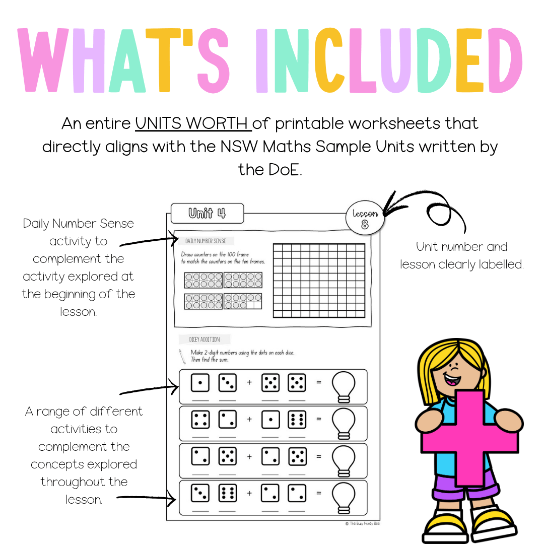 Multi Age K-2 Year B NSW Maths Worksheets Unit 4 - Workbook | Worksheets
