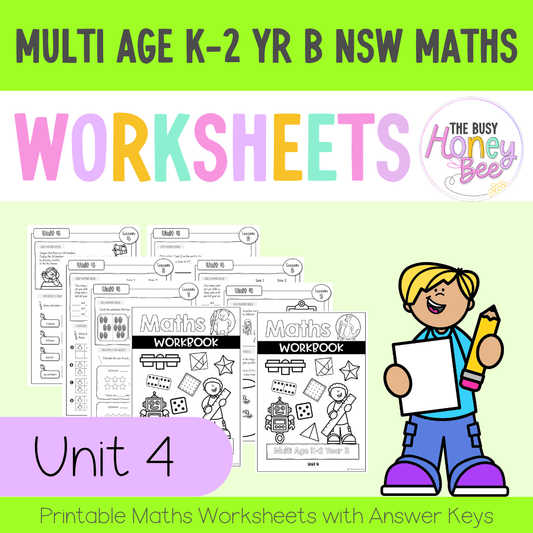 Multi Age K-2 Year B NSW Maths Worksheets Unit 4 - Workbook | Worksheets