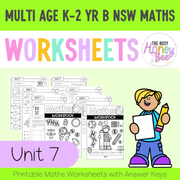 Multi Age K-2 Year B NSW Maths Worksheets Unit 7 - Workbook | Worksheets