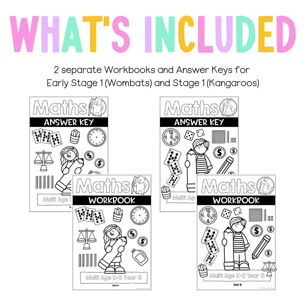 Multi Age K-2 Year B NSW Maths Worksheets Unit 8 - Workbook | Worksheets