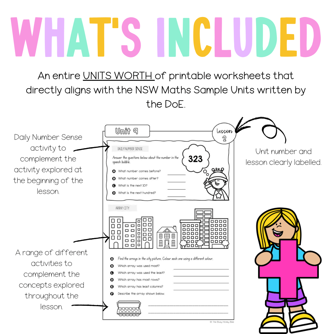Multi Age K-2 Year B NSW Maths Worksheets Unit 9 - Workbook | Worksheets