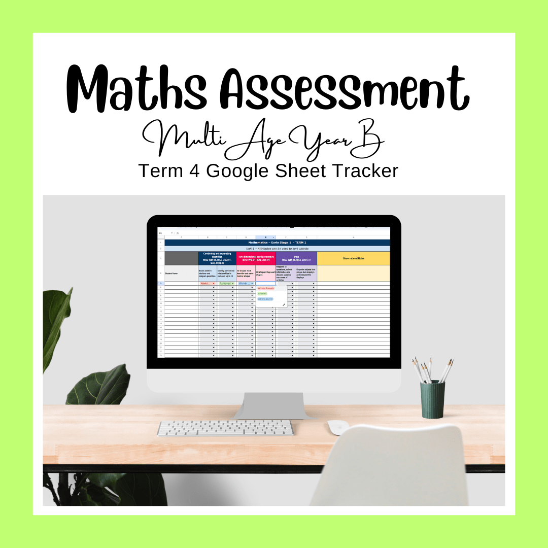 Multi Age K-2 Year B NSW Term 4 Maths Assessment Overview Google Sheet - Assessment