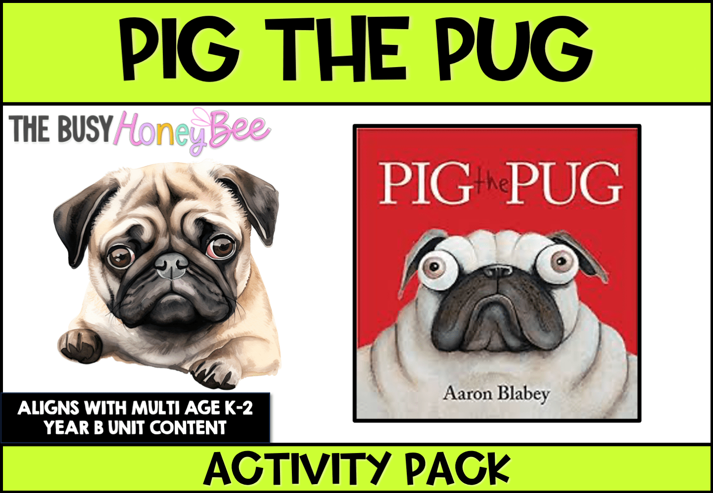 Multi Age K-2 Year B Pig the Pug by Aaron Blabey Activity Pack -