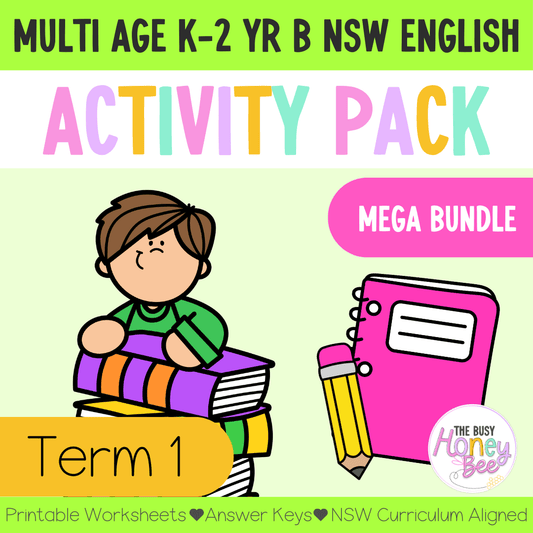 Multi Age K-2 Year B Term 1 English Activity Packs Mega Bundle -