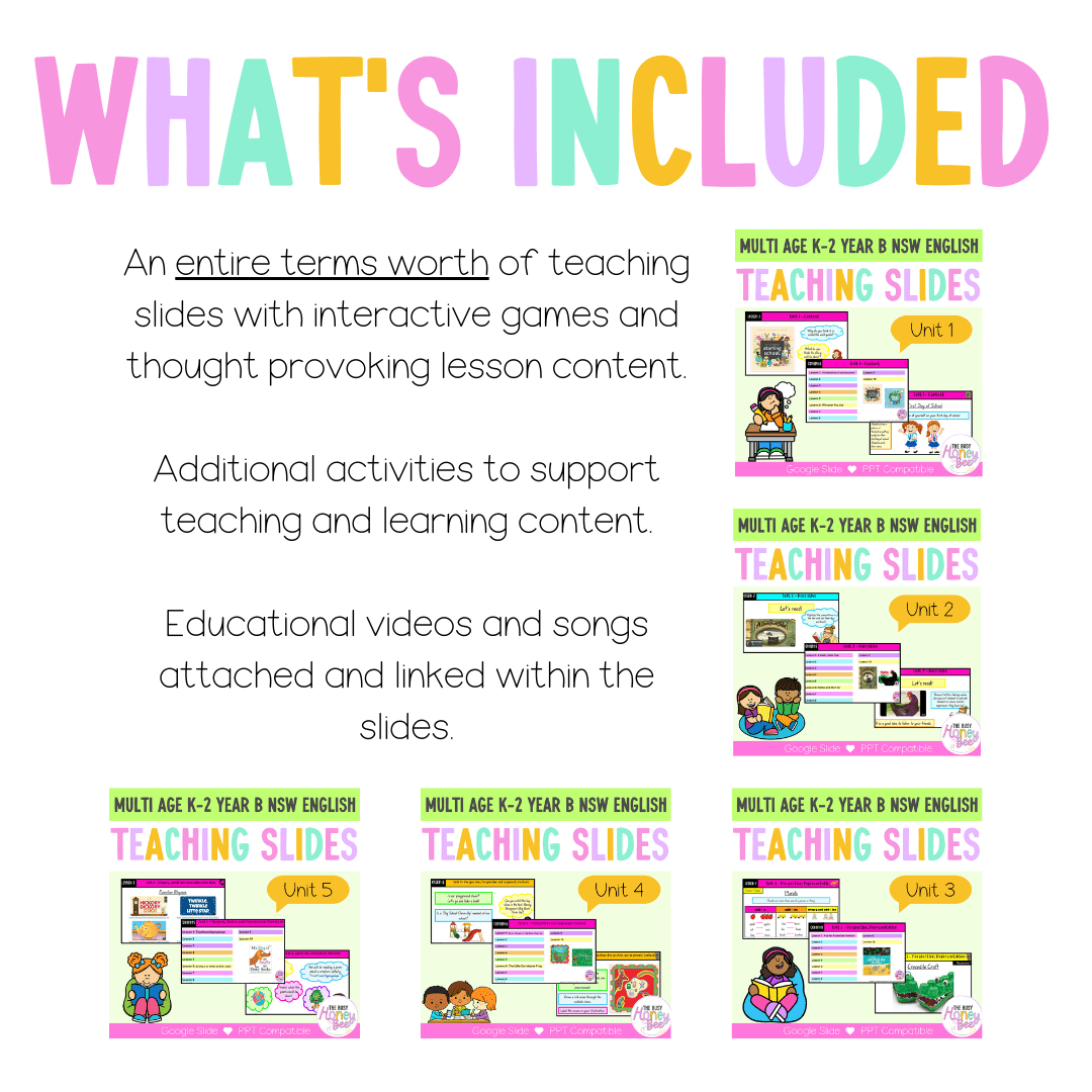 Multi Age K-2 Year B Term 1 English Teaching Slides Mega Bundle - Teaching Slides