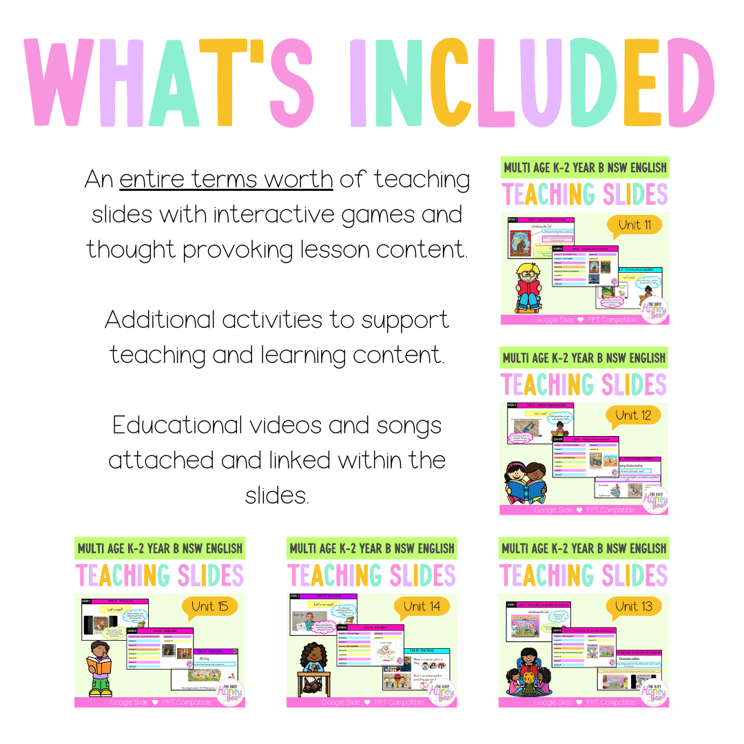 Multi Age K-2 Year B Term 3 English Teaching Slides Mega Bundle - Teaching Slides